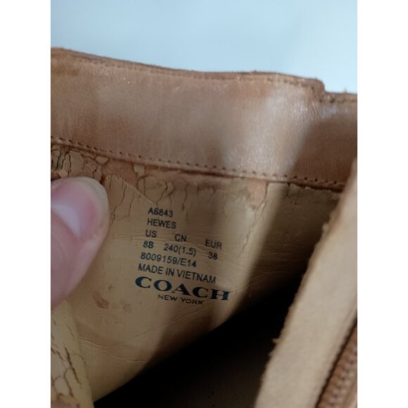 Coach New York Hewes Ankle Boots Womens Size 8 Khaki Leather Block Heel Shoes - Picture 11 of 11